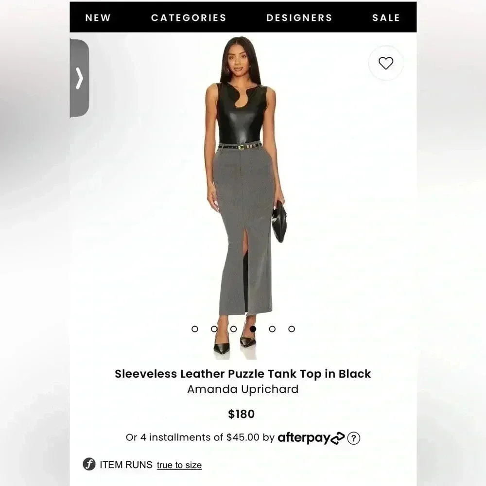 Amanda Uprichard - Sleeveless Leather Puzzle Tank Top in Black NWT (Sz XS) - Picture 5 of 7
